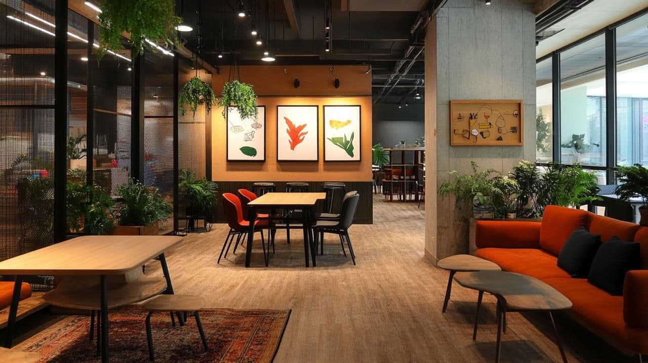 Bureaux au design chaleureux et végétal